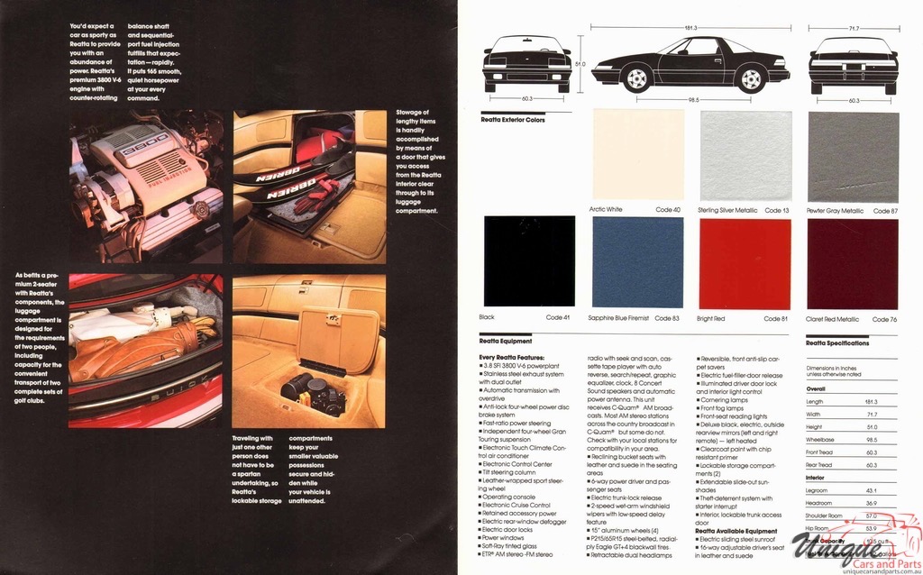 1988 Buick Reatta Brochure Page 4